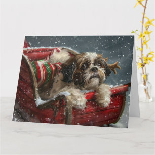 Cartão Shih Tzu Dog Natal Festivo