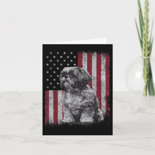 Cartão Shih Tzu Dog Pai 4 De Julho Patriótico Dos Eua Ind