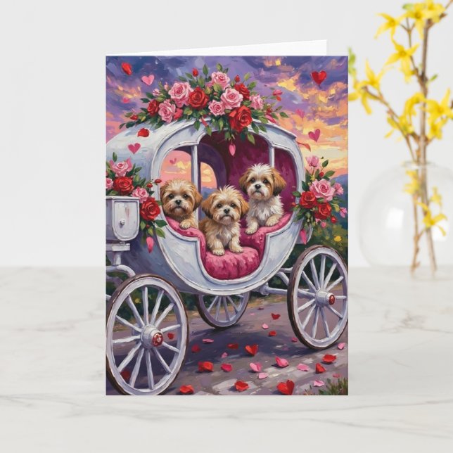 Cartão Shih Tzu Dog Valentine's Day (Flor Amarela)