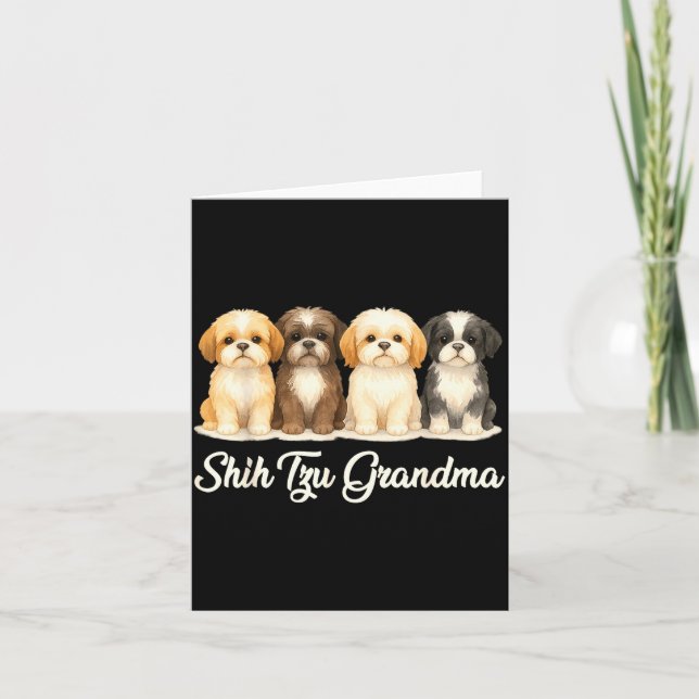 Cartão Shih Tzu Grandma Cute Dog Lover Gift Funny Women P (Frente)