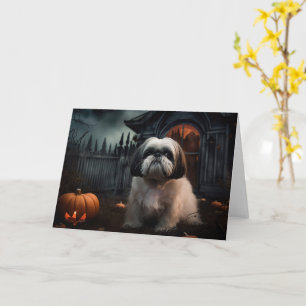 Cartão Shih Tzu Halloween Scary