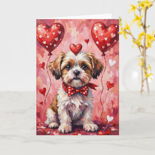 Cartão Shih Tzu no Dia dos Namorados Cachorro Sentado com