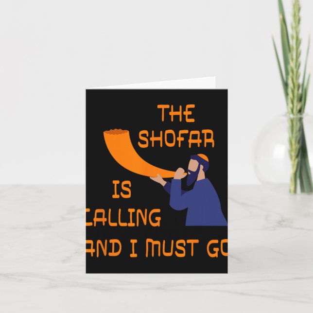 Cartão Shofar Está Chamando E Eu Devo Ir Ano Novo Judaico (Frente)