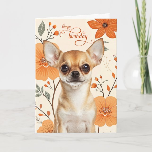 Cartão Short Haired Chihuaua Dog Bold Retro Birthday (Frente)