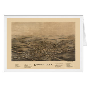 Cartão Shortsville, mapa panorâmico de NY - 1892