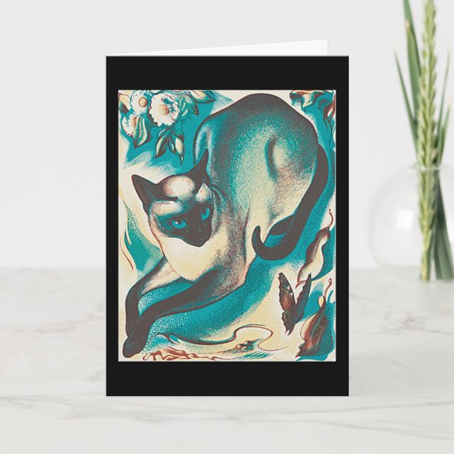 Cartão Siamese Cat, por Agnes Parker, (Frente)