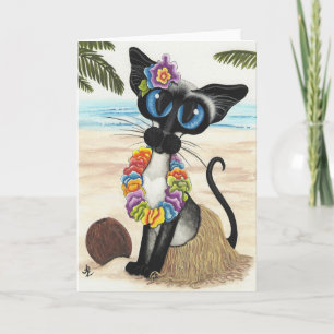 Cartão Siamese Cat Summer Luau