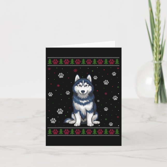 Cartão Siberian Husky Christmas Sweet Xmas Pet Animal D (Frente)