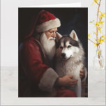 Cartão Siberian Husky com Papai Noel Natal Festivo<br><div class="desc">Abraçar o espírito de Natal com nossos charmosos Papais noeis e design de Natal de Cão. É a adição perfeita à sua coleção festiva!</div>