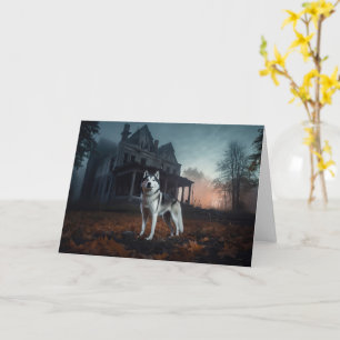 Cartão Siberian Husky Halloween Assustador