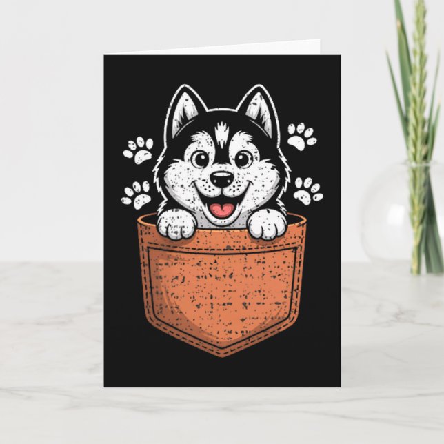 Cartão Siberian Husky Na Sua Frente Cket  (Frente)