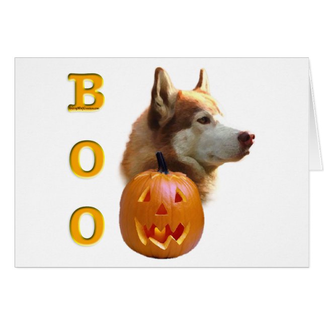 Cartão Siberian Husky (vermelho) Boo (Frente Horizontal)