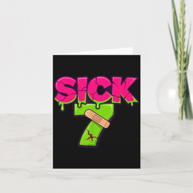 Cartão Sick Seven Meme Tee Six Seven Fun Wordplay Drip  (Frente)