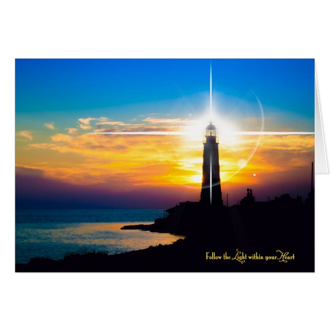 Cartão Siga a luz dentro do seu coração (Frente Horizontal)