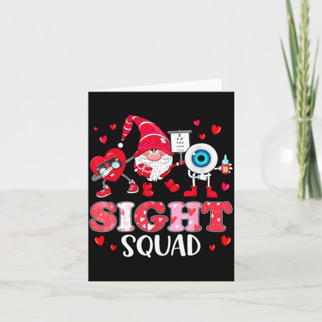 Cartão Sight Squad Optician Optometrist Dabbing Heart Val (Frente)