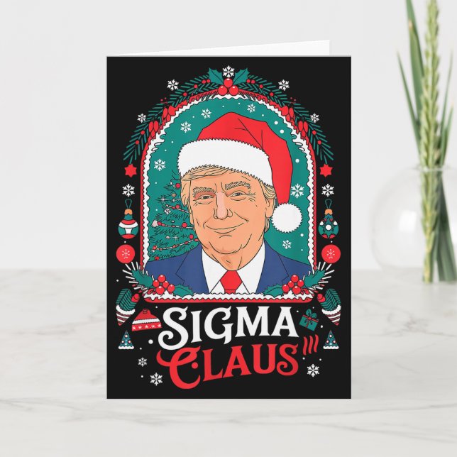 Cartão Sigma Claus Humor Político Festivo Trump Chapéu de (Frente)