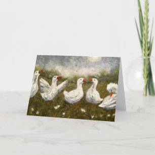 Cartão Silêncio Quack: Ganso Noite Estrelada Pato Branco