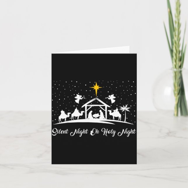 Cartão Silent Night Holy Night Nativity Scene Christian C (Frente)