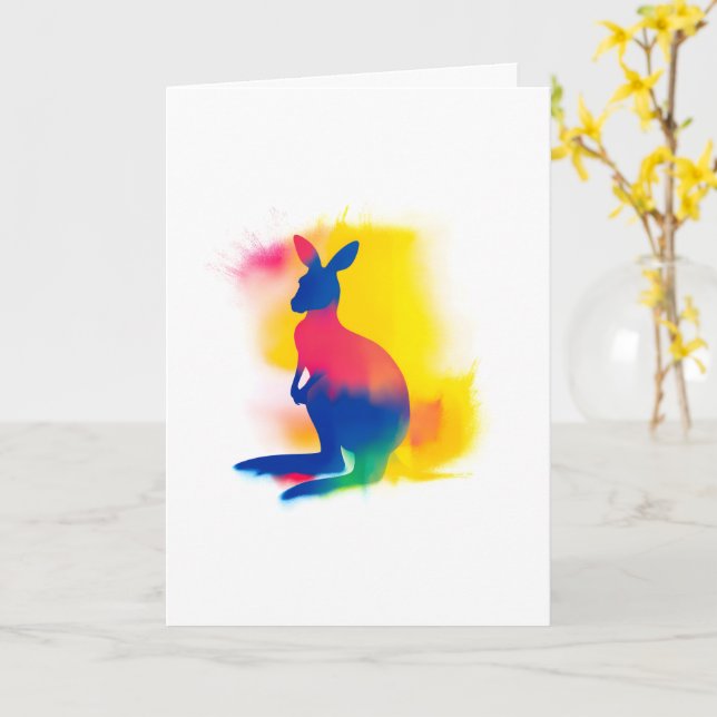 Cartão Silhouette Colorida Spray Paint Kangaroo (Flor Amarela)