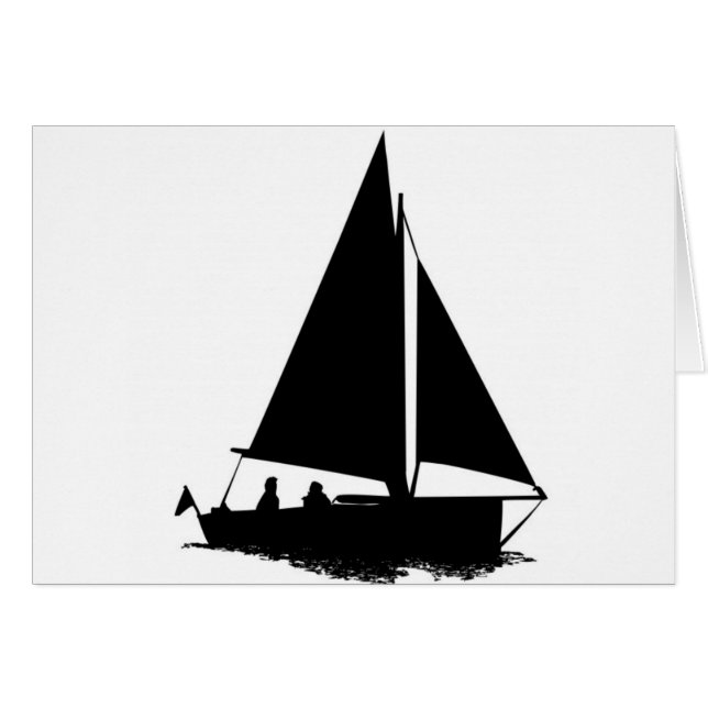 Cartão Silhouette de Boat Preto (Frente Horizontal)