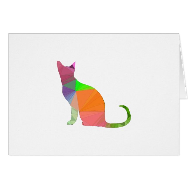 Cartão Silhouette de Gato Baixo (Frente Horizontal)
