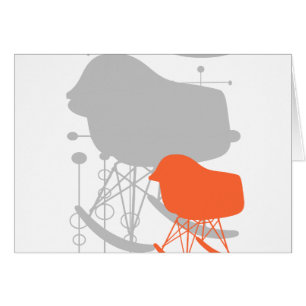 Cartão Silhouette de padrão da Cinza do século médio