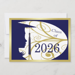 Cartão Silhueta Azul e Dourado 2026