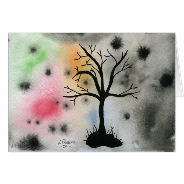 Cartão Silhueta da árvore (Frente Horizontal)