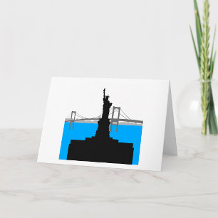 Cartão Silhueta da Estátua da Liberdade Skyline de Nova Y