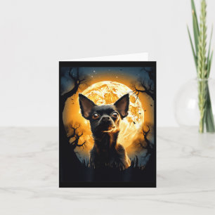 Cartão Silhueta da Lua do Cão Chihuahua Halloween Engraça