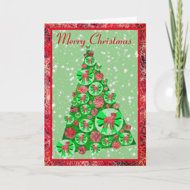 Cartão Silhueta da Raça de Cão Border Terrier Feliz Natal (Frente)