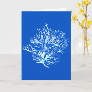 Cartão Silhueta de coral azul aqua-esverdeado em aquarela