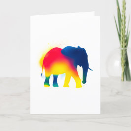 Cartão Silhueta de elefante de pulverização colorida