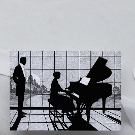 Cartão Silhueta de Piano Estilo Art Déco | Preto e Branco