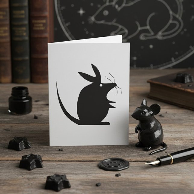 Cartão Silhueta de Rato Animal Minimalista (Criador carregado)