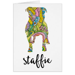 Cartão Silhueta floral do teste padrão de Staffordshire