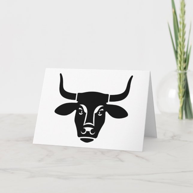 Cartão Silhueta Minimalista de Touro Preto (Frente)