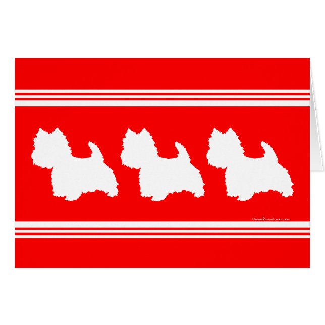 Cartão Silhueta Vermelha Westie (Frente Horizontal)