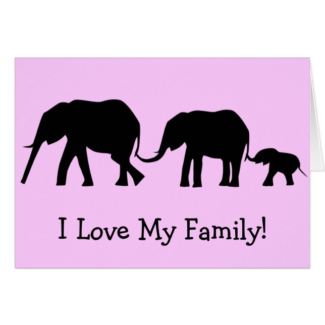 Cartão Silhuetas de 3 elefantes que guardaram as caudas (Frente Horizontal)