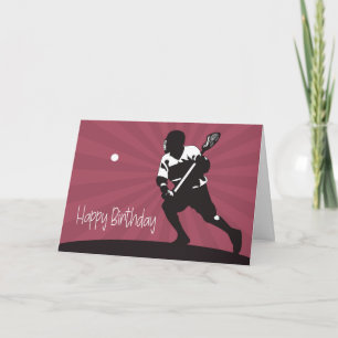 Cartão Silhuette de um jogador de lacrosse de aniversário