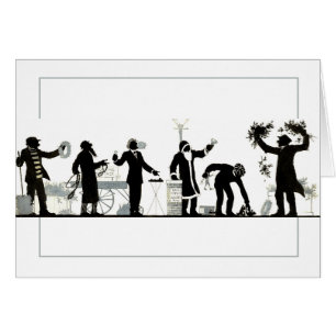 Cartão Silhuette of a Christmas Street Market