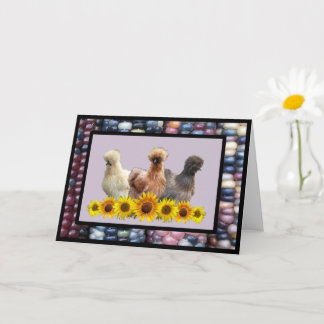 Cartão Silkie Bantam Sunflower Rainbow Gem Corn Saudação