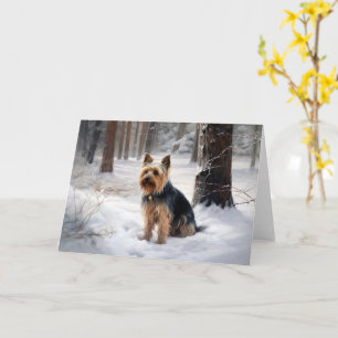 Cartão Silky Terrier Deixe Nevar Natal