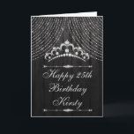 Cartão Silver Black Diamond Tiara Birthday<br><div class="desc">Cortina Diamante prateada e tiara com fundo de madeira preta Gráficos pela DigitalCurio no Etsy</div>