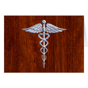 Cartão Silver Caduceus - Símbolo Médico Mahogany Decor