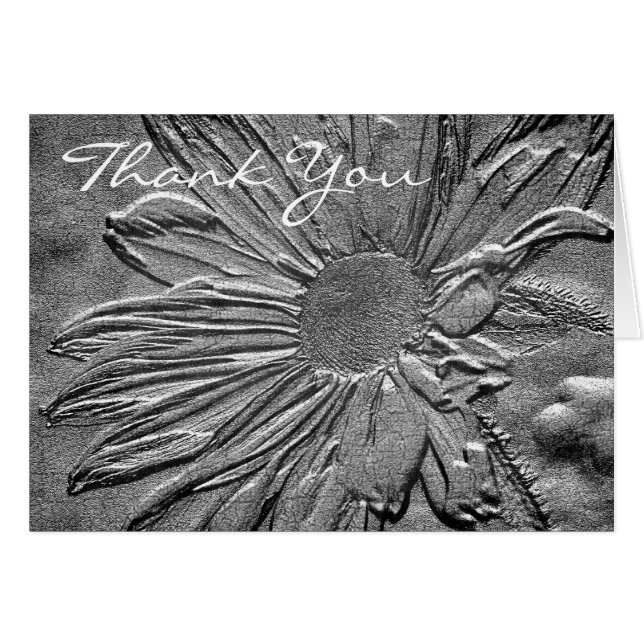 Cartão Silver Daisy Flower Obrigado (Frente horizontal)