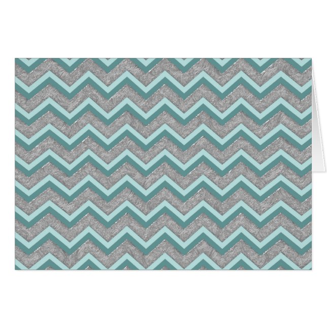 Cartão Silver Foil e Teal ZigZag (Frente Horizontal)