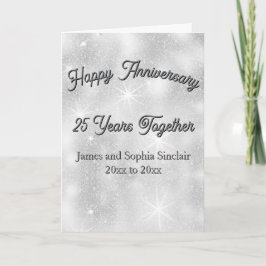 Cartão Silver Glitter Texture 25th Wedding Anniversary