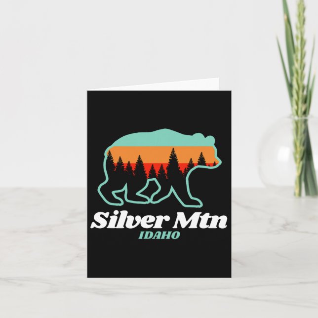 Cartão Silver Mountain Idaho - Urso de Snowboard (Frente)