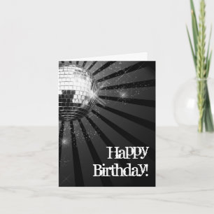 Cartão Silver Sparkle Disco Ball Happy Birthday Greeting